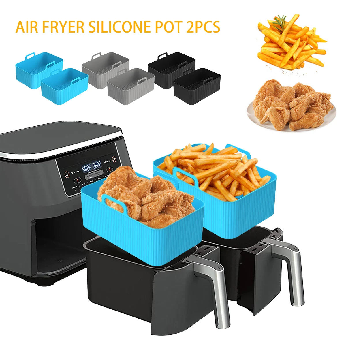Air Fryer Silicone Pot Liner - 2 adet Hava Fritöz Silikon Astar