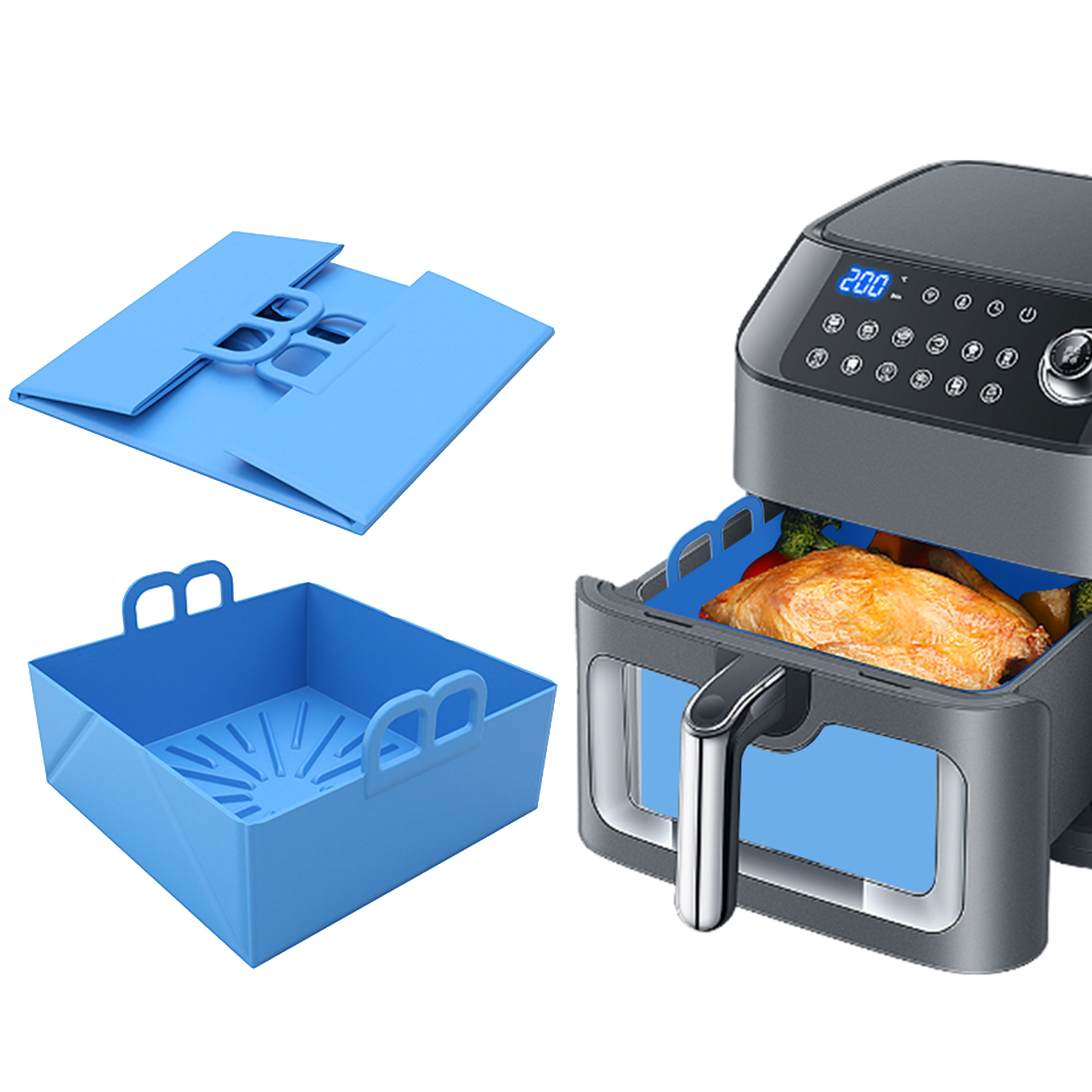 Air Fryer Silicone Pot Liner - Katlanabilir Air Fryer Silikon Tepsi Sepet