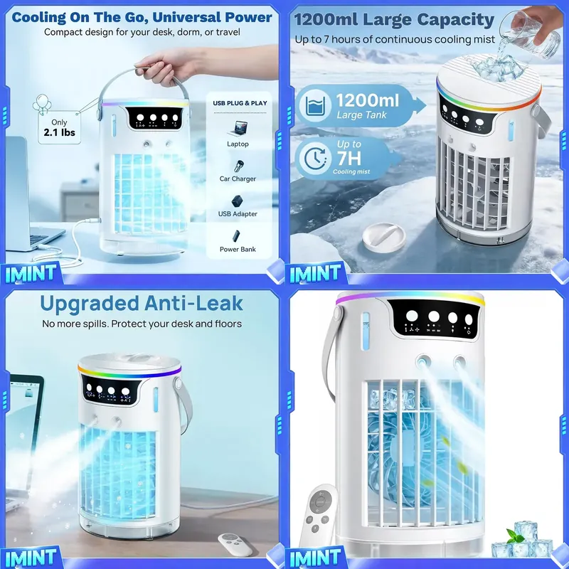 Air Conditioners - Taşınabilir Klima Fanı, 1200ML Su Depolu