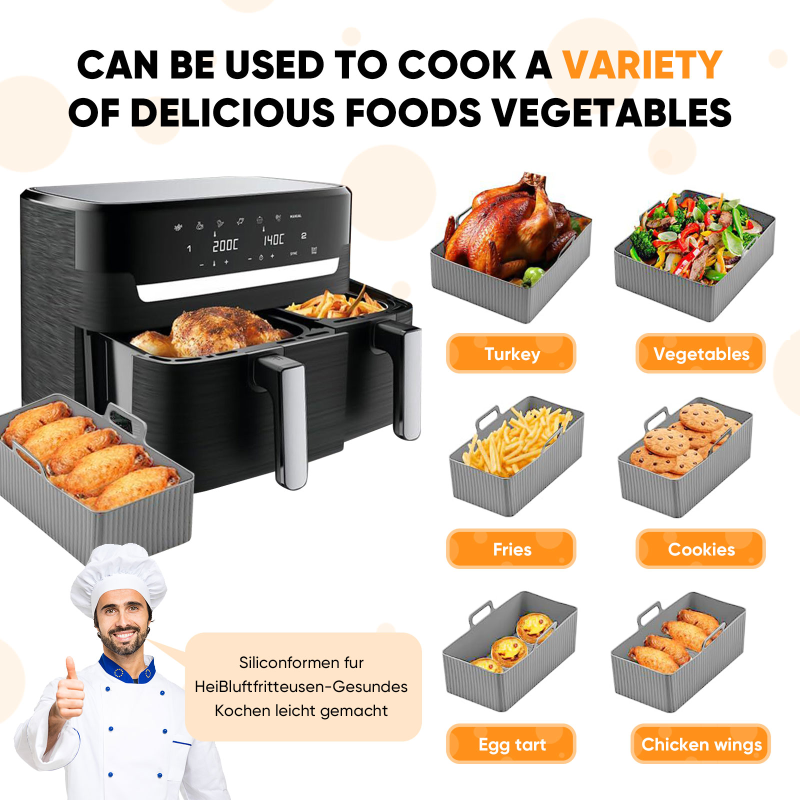 2 adet Set Silikon Hava Fritöz - Air Fryer Silicone Pot Liner incelemesi ve fiyatı